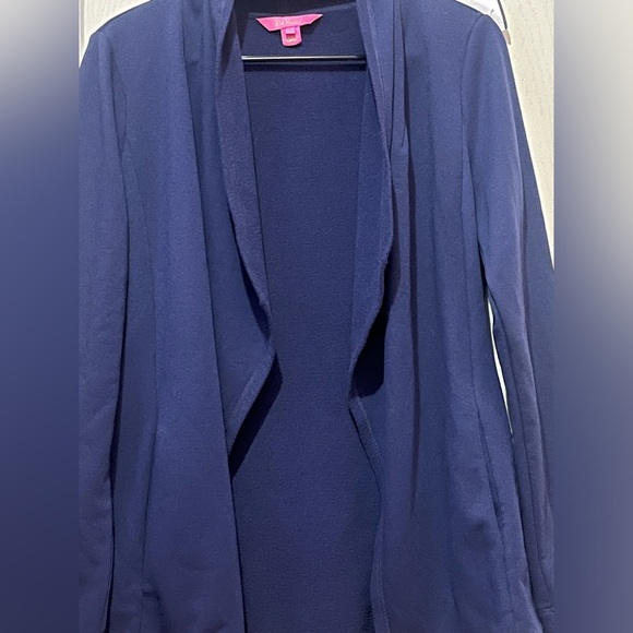 Lilly Pulitzer Women’s Galia Fleece Navy Wrap Cardigan Size Small - Picture 2 of 5